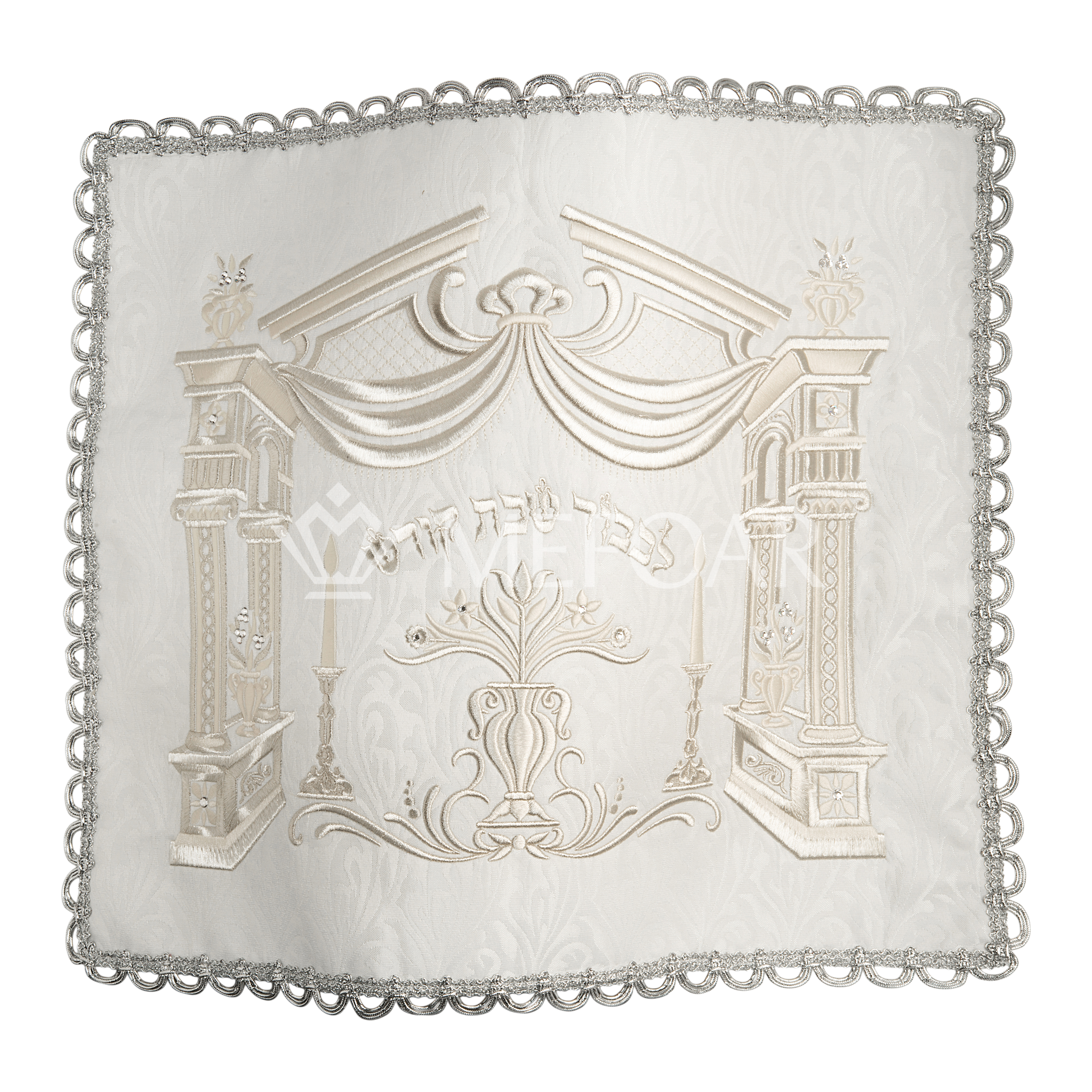 Challah Cover Brocade #176 "Legacy Collection" Silver Emb. - Challah Covers