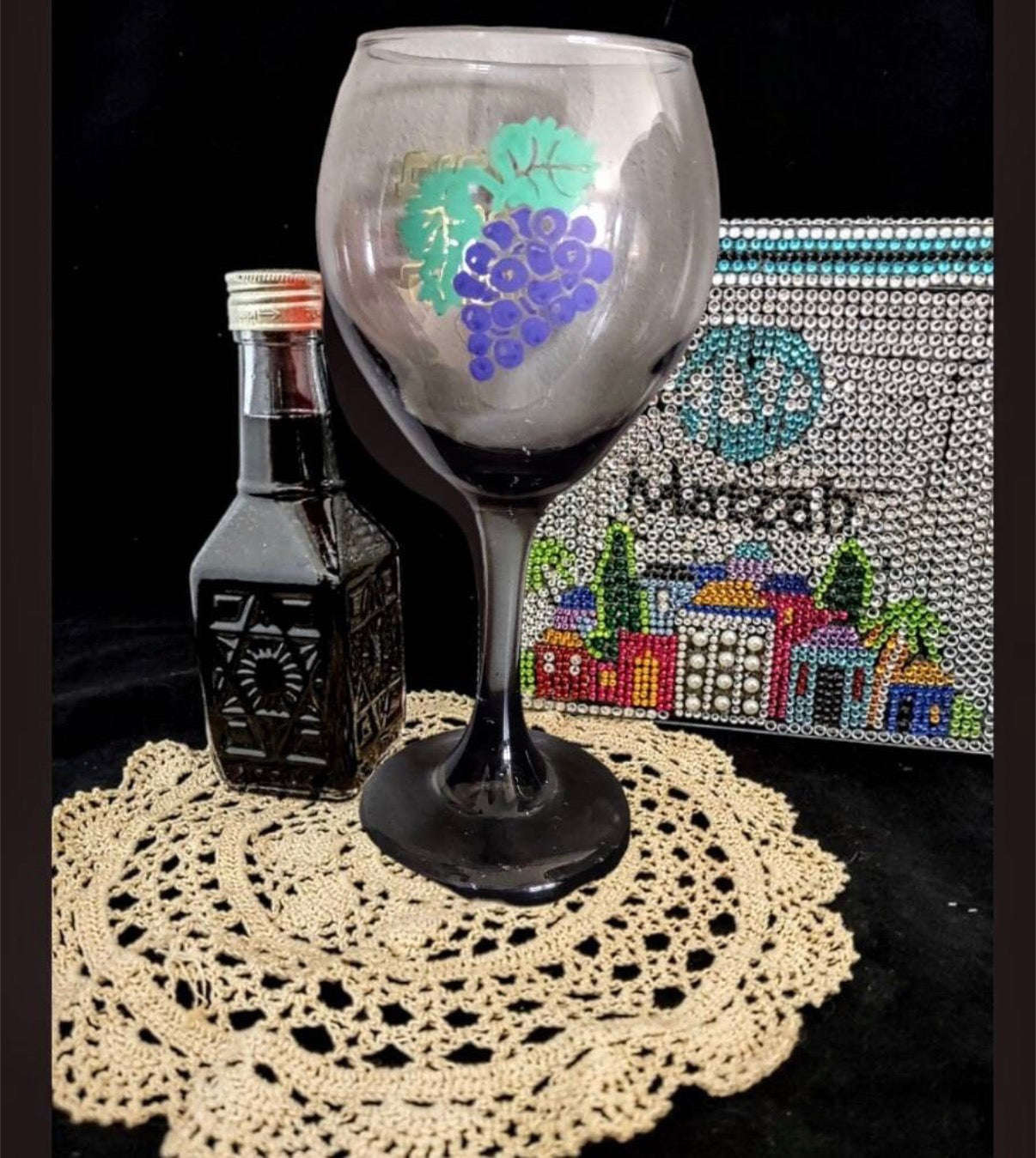 Dark frosted Seder glasses — Miriam, Elijah and kiddush cup trio | Judaica Square Lakewood (view 6)