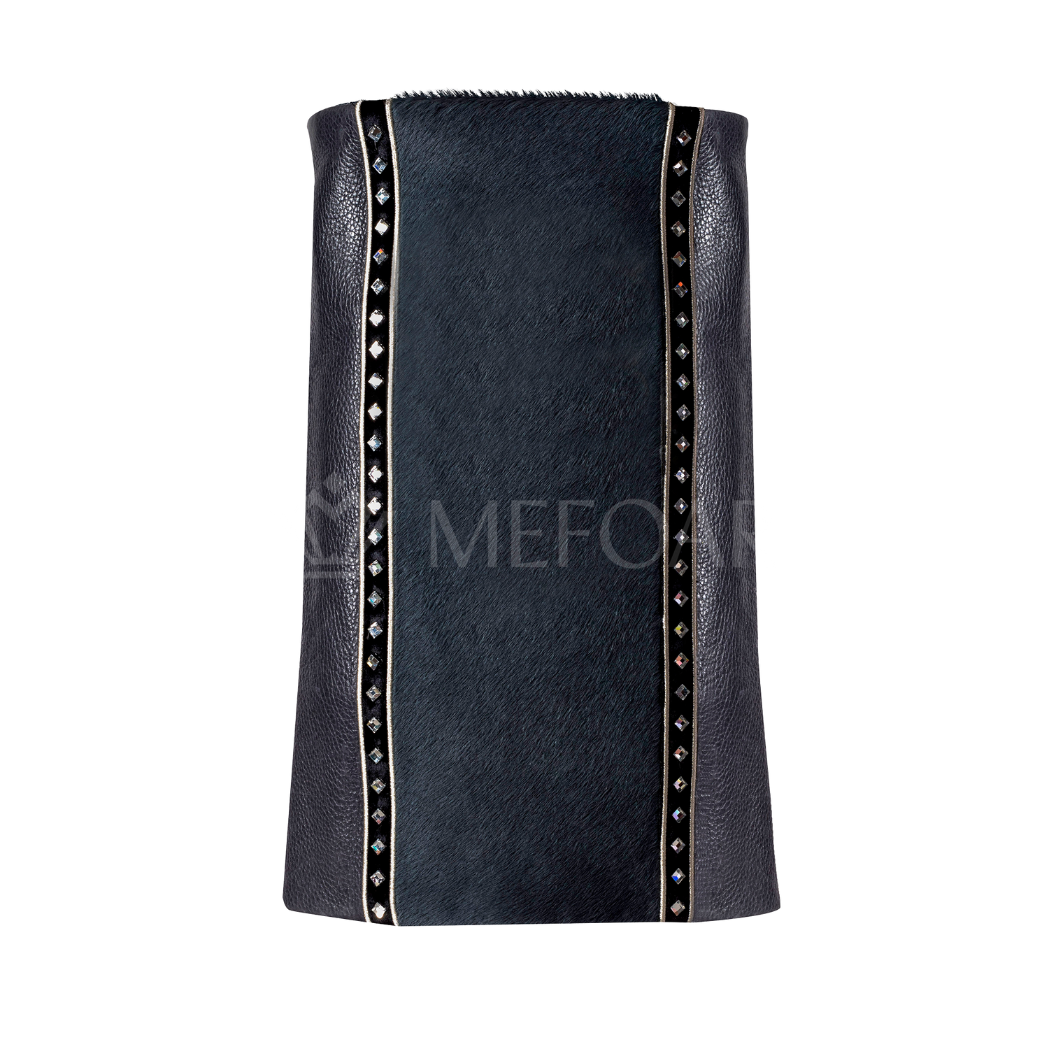 Leather and Fur Torah Mantle -style 348- Grey - Image 2