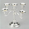 compact 17 cm silver-plated five-branch candelabra with round base