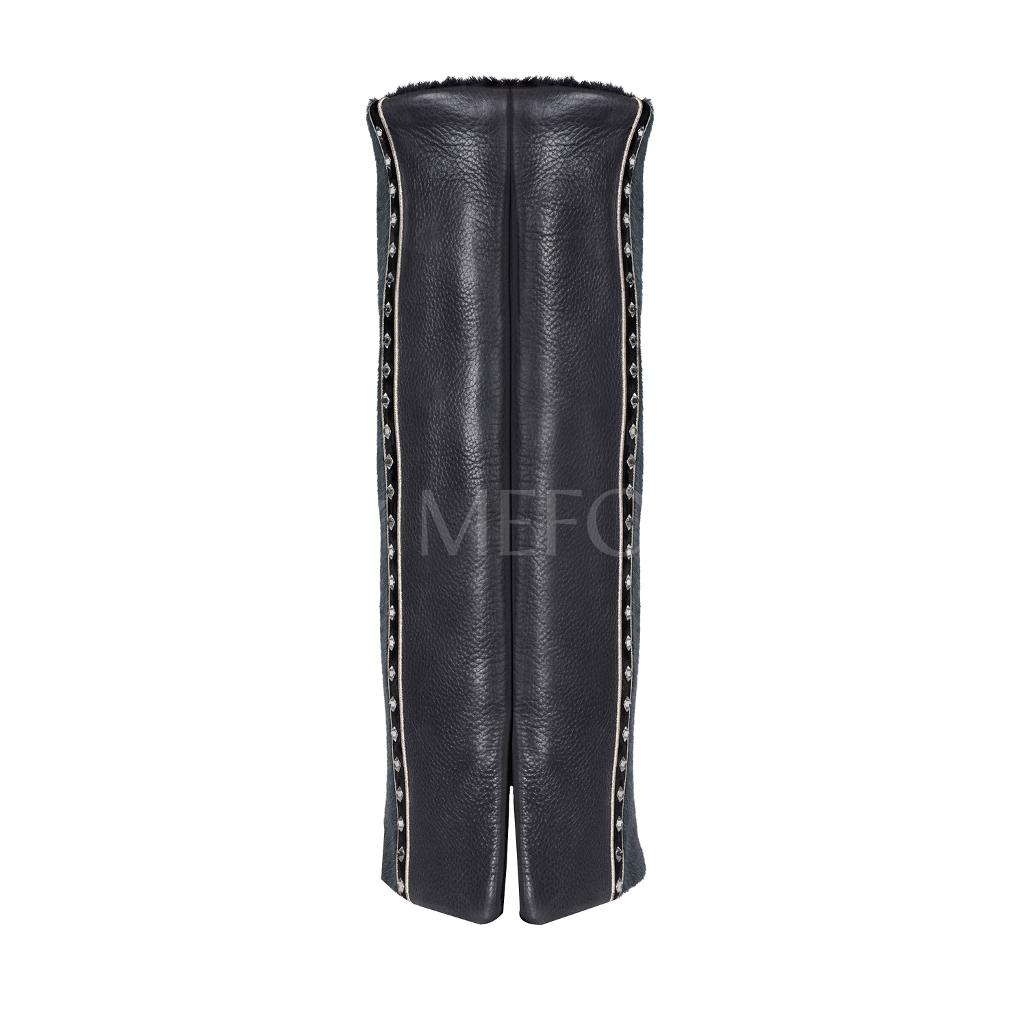Leather and Fur Torah Mantle -style 348- Grey - Image 4