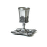 Kiddush Cup with Stem and Matching Tray Silver Plated Filigree Design (KC-X878)