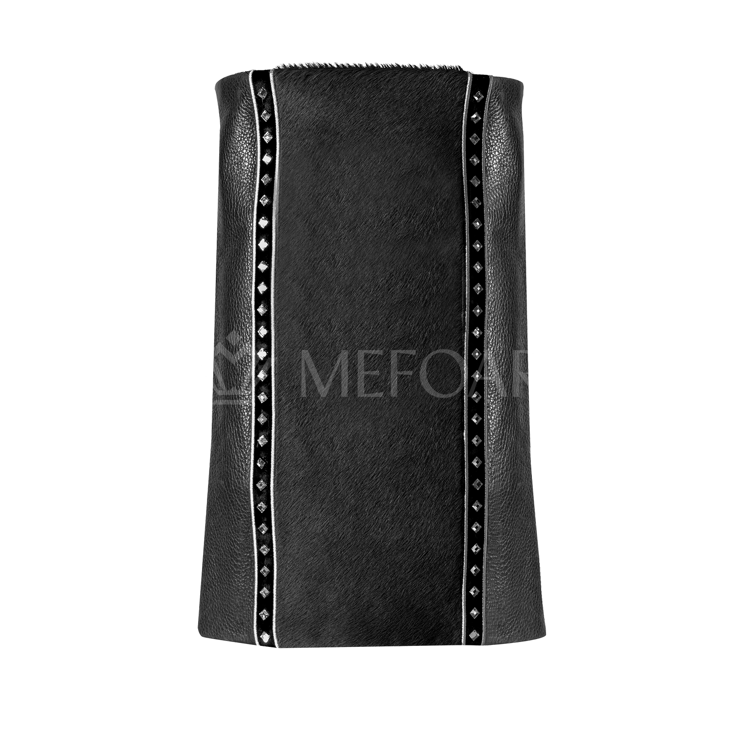 Leather and Fur Torah Mantle -style 348- Black - Image 3