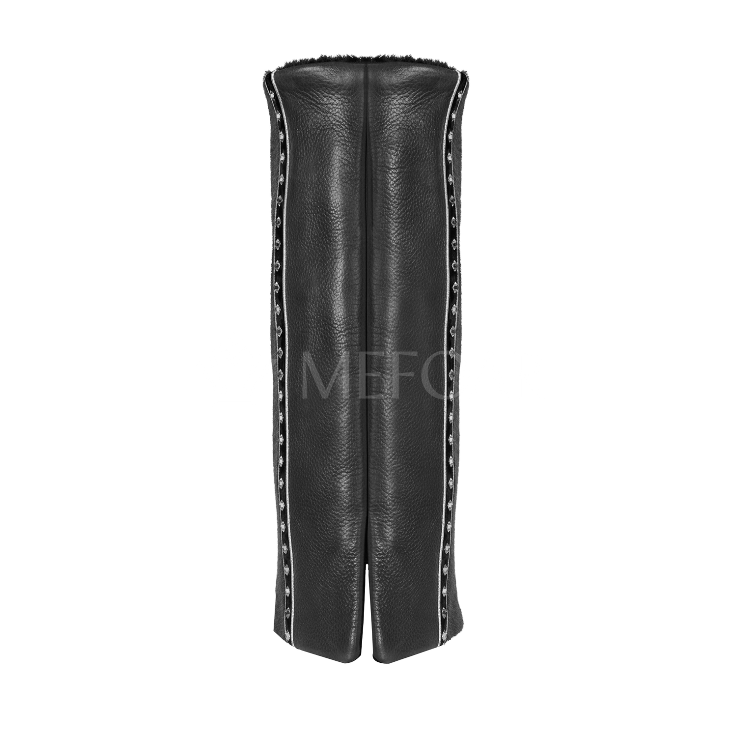 Leather and Fur Torah Mantle -style 348- Black - Image 4
