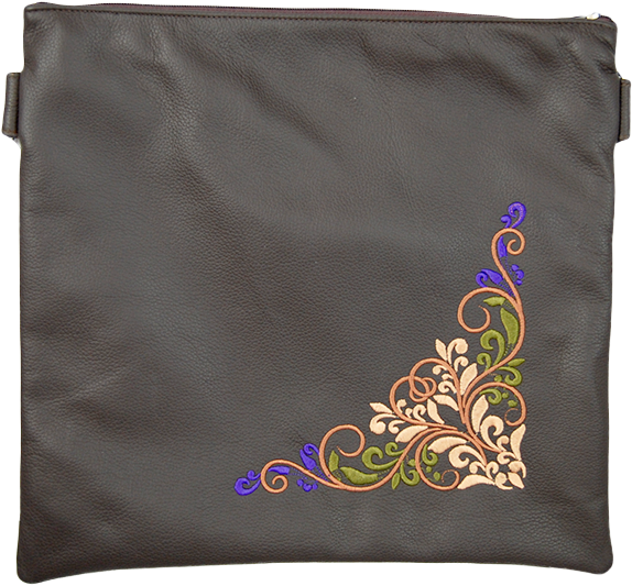 Prestige Leather Tallit & Tefillin Bag — Crown Design, Traditional Collection (190A-BR)
