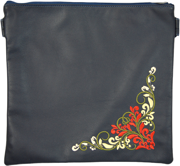 Prestige Leather Tallit & Tefillin Bag — Crown Design, Traditional Collection (190A-NV)