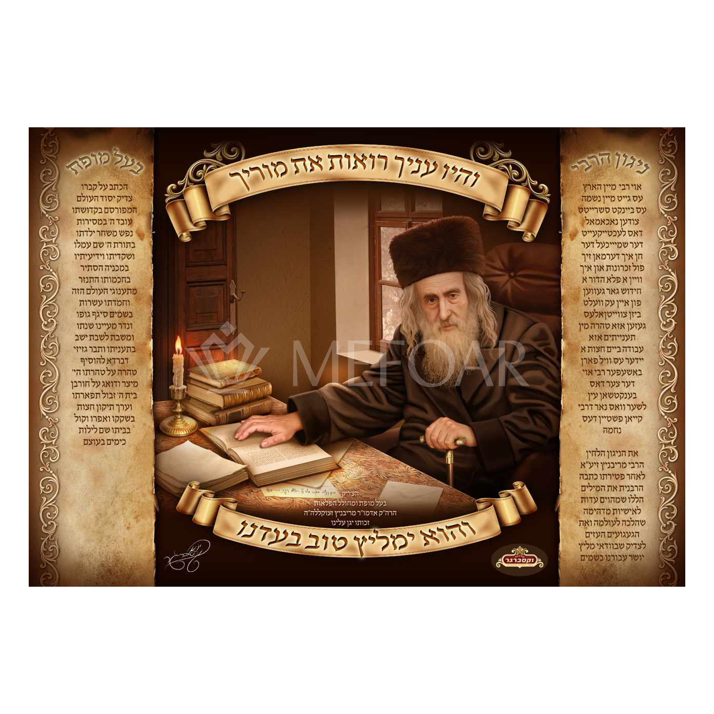 Laminated Poster הרבי מריבניץ זצוק"ל - Judaica Posters & Murals