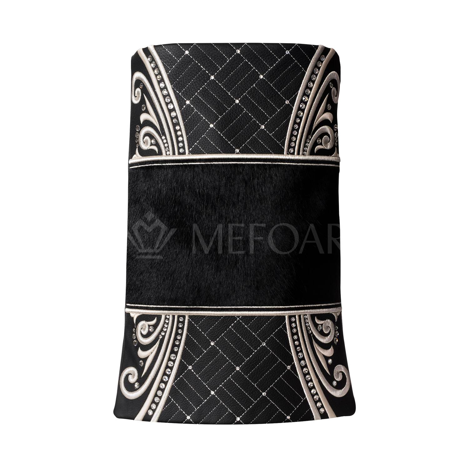 Leather and Fur Torah Mantle -style 362- Black - Image 2