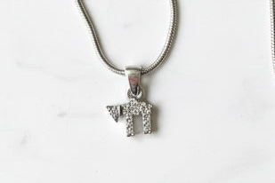 Cubic zirconia chai necklace — sparkling vintage sterling charm | Judaica Square Lakewood (view 5)
