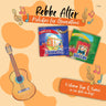 Rebbe Alter L'shana Tova and Succos USB packaging, orange design with a guitar and the two album covers, captioned on one disk-on-key