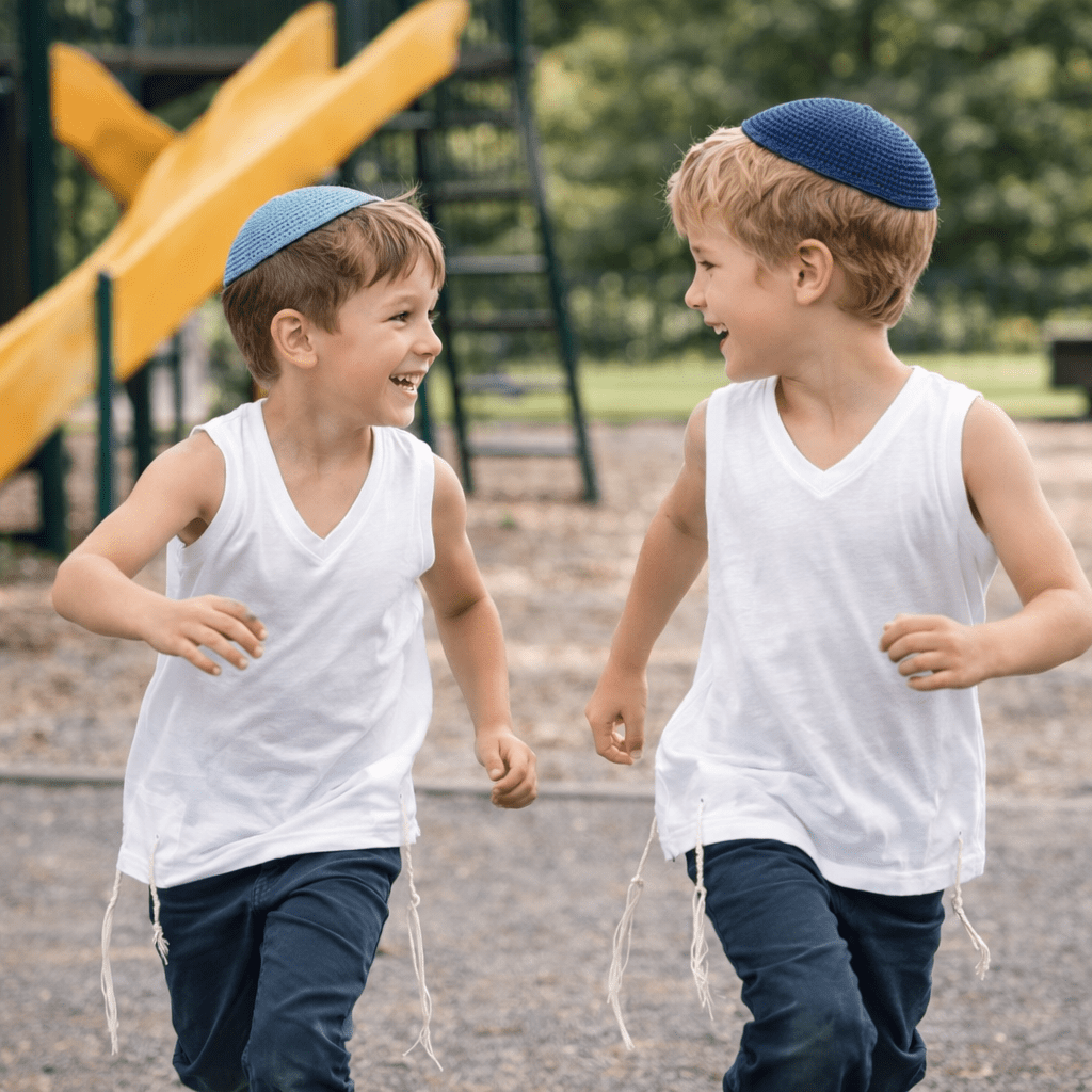 Kids white cotton tzitzit t-shirt product image