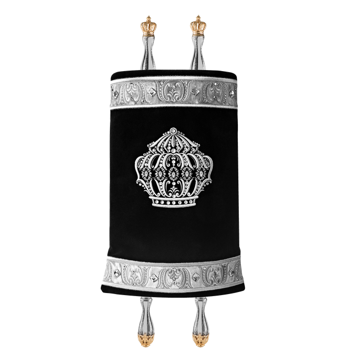 Velvet Torah Mantle - Style 800 - Black - Torah Covers & Mantles