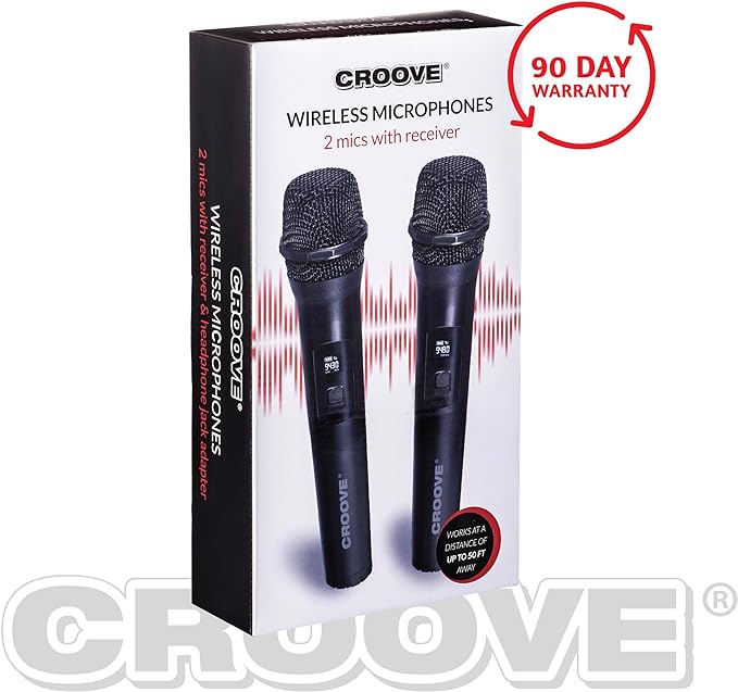 Croove Wireless UHF Microphones 2-Pack - Dual Handheld Mic System — microphone, view 3 | Judaica Square Lakewood