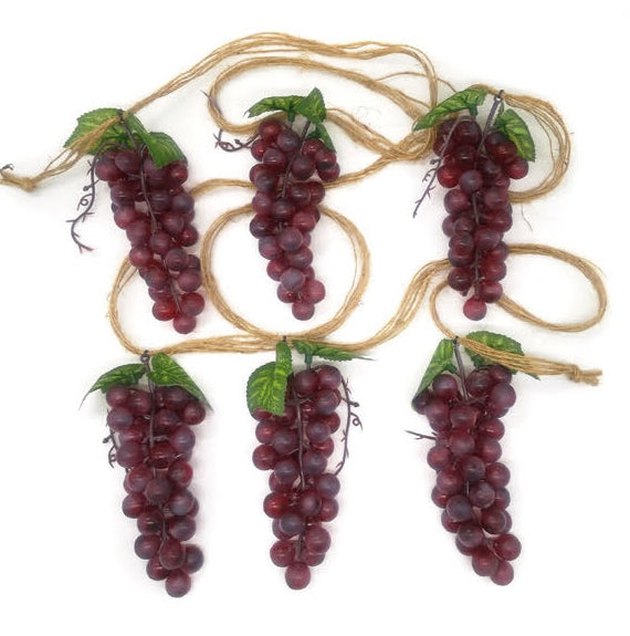 Six Cluster Red Grape Garland- 9'   (200103R)