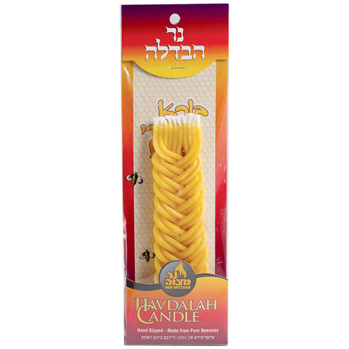 Havdalah Candle #24 — compact undyed beeswax braid | Judaica Square Lakewood