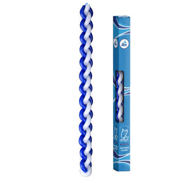 Round Havdalah Candle — hand-made candle swirled blue and white | Judaica Square Lakewood