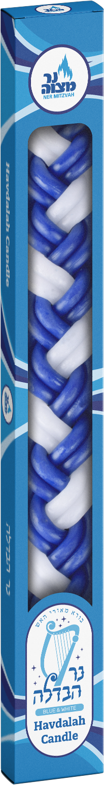 Large Flat Havdalah Candle, Blue & White — flat round braided havdalah candle | Judaica Square Lakewood