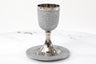 Metal Kiddush Cup on Stem w/Plate-Silver (KC-202001)