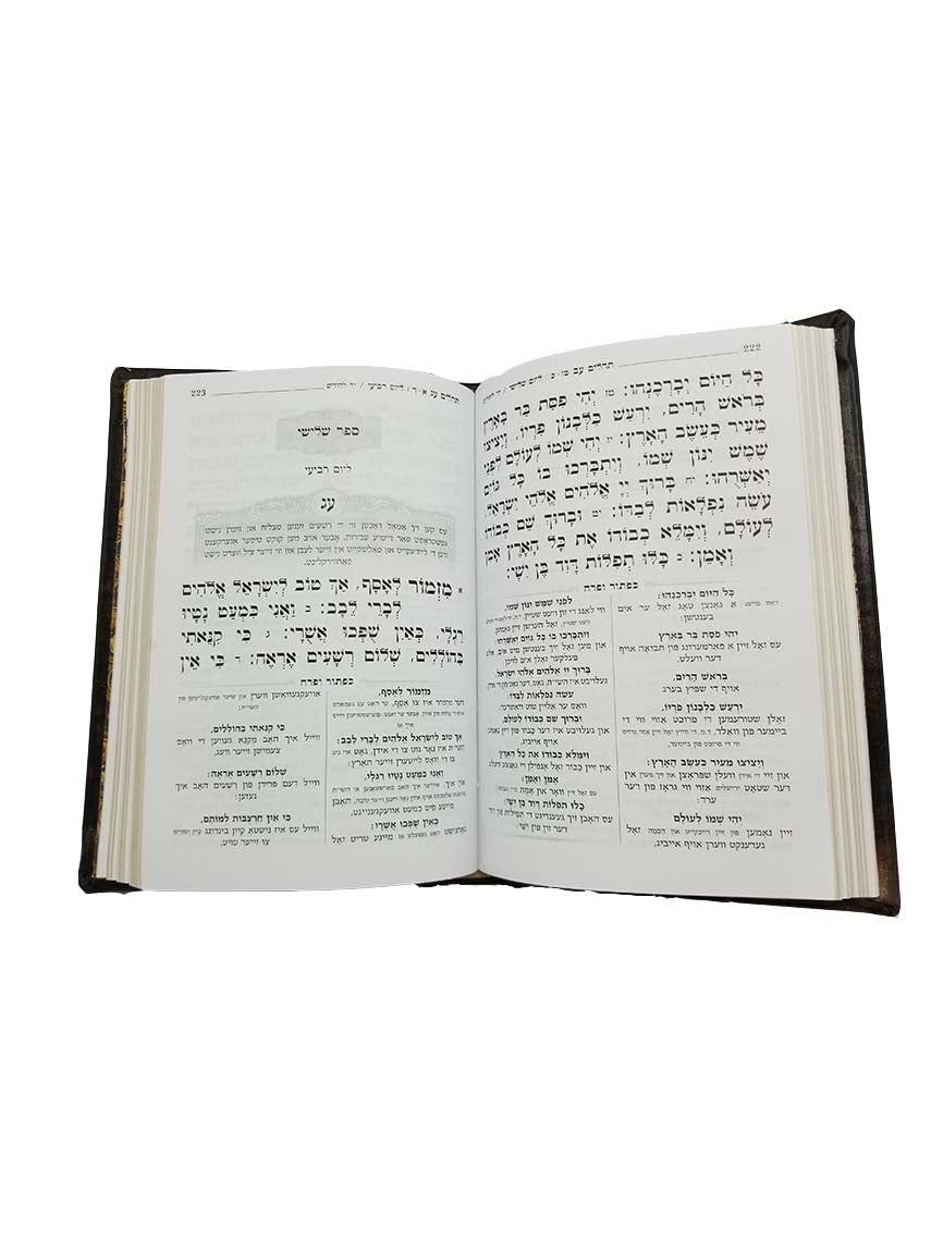 Open pages of the Tehillim Kol Yehidis, Bronze Classic cover, showing the Hebrew text layout