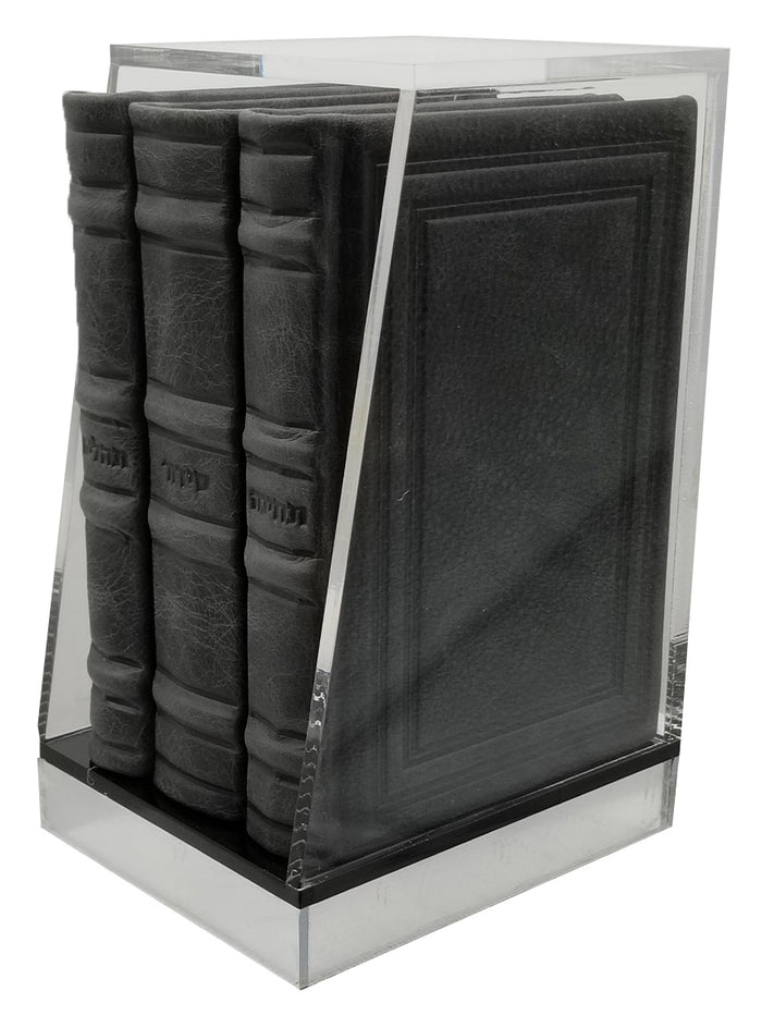 Front cover of the Lehavanah set, light marble gray, lucite box