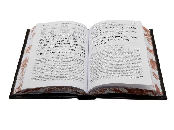 Open pages of the Machzor Habahir medium 5 x 7, showing the Hebrew text layout