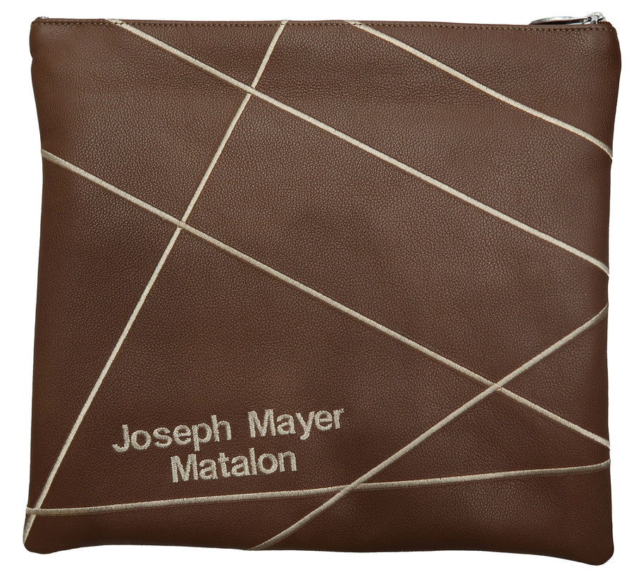 Personalization preview — Leather Tallit & Tefillin Bag — Geometric & Crown Design, Prestige Collection
