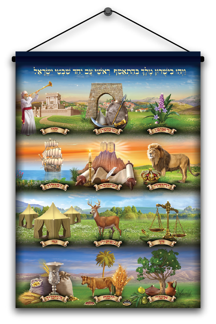Sukkah Tapestry with LED Bulbs- שבטי ישראל - Judaica Posters & Murals