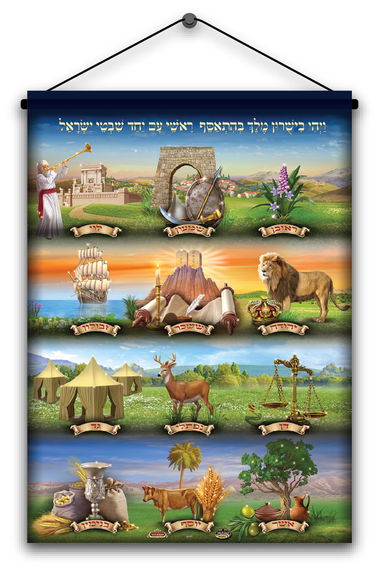 Sukkah Tapestry with LED Bulbs- שבטי ישראל - Judaica Posters & Murals