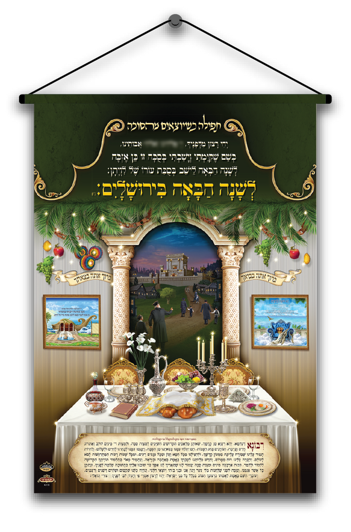 Sukkah Tapestry with LED Bulbs- תפילה כשיוצאם מהסוכה - Judaica Posters & Murals