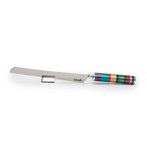 Emanuel Challah Knife Anodized Rings