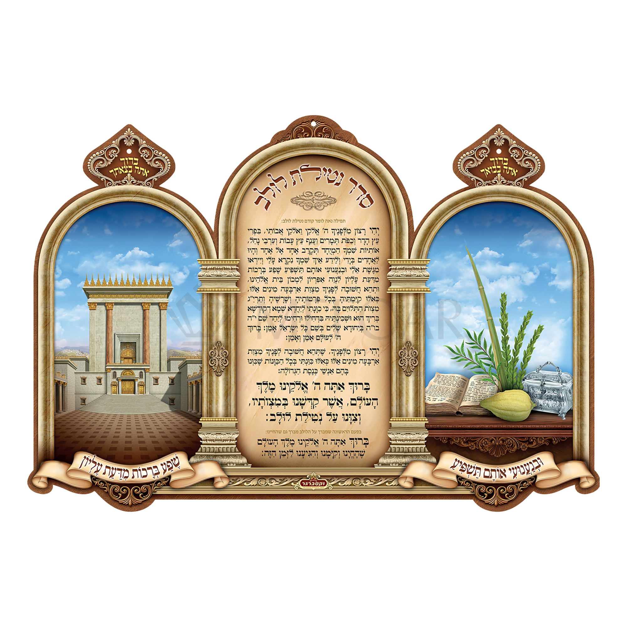 Laminated 3D Poster סדר נטילת לולב - Judaica Posters & Murals