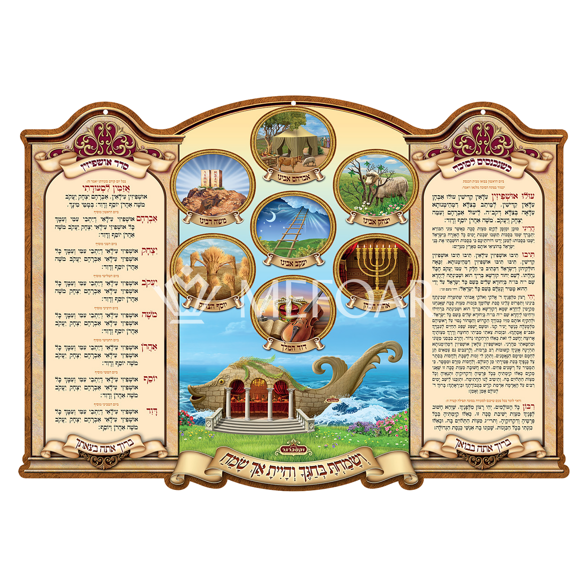 Laminated 3D Poster  תפילה כשנכנים לסוכה - Judaica Posters & Murals