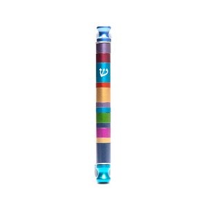 Anodized Cylinder Mezuzah Case Stripes