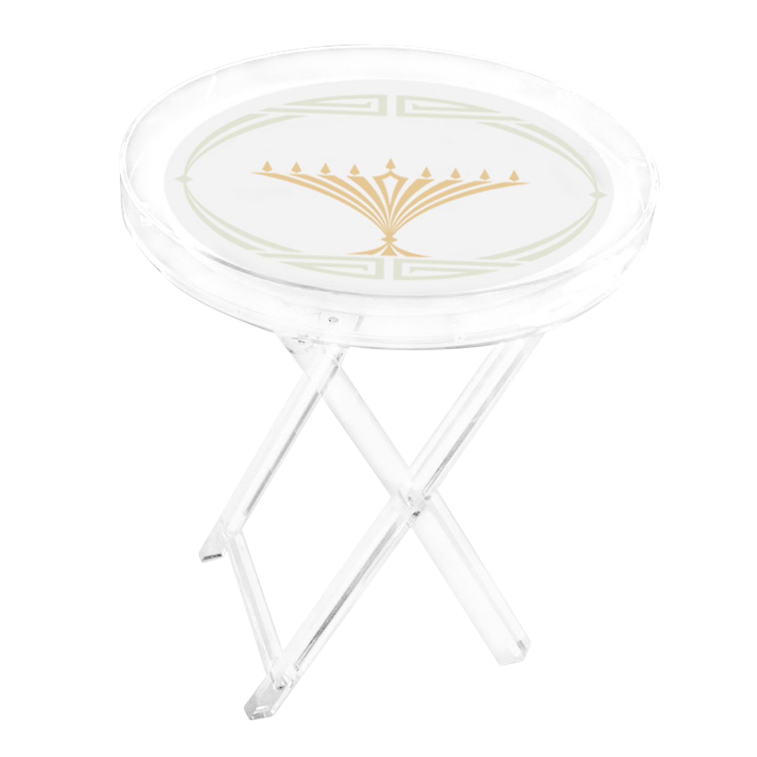 Acrylic Round Chanukah & Year round Folding Table Style #107 - Judaica Decor view 2 | Judaica Square Lakewood