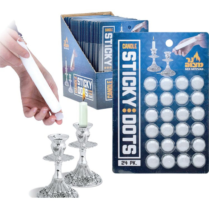 Candle Stick Wax Dots — sheet of pre-cut soft wax dots with a candle base | Judaica Square Lakewood