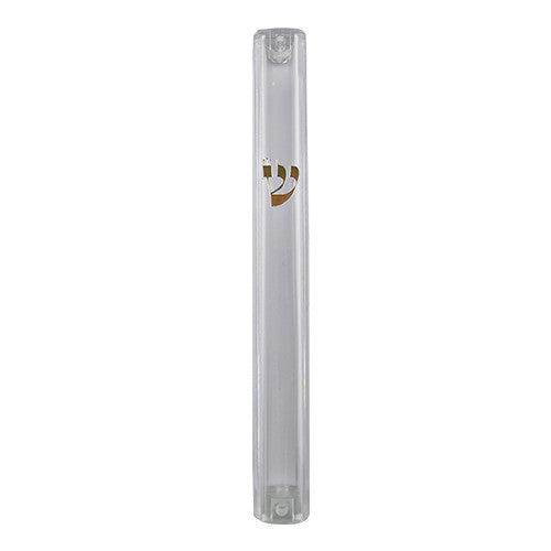 Clear Plastic Mezuzah Case Gold Shin 12cm (MZ-PMC12CG) 22204 28281