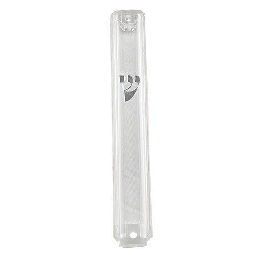 Clear Plastic Mezuzah Case Silver Shin 10cm (MZ-PMC10CS) 20874 23093