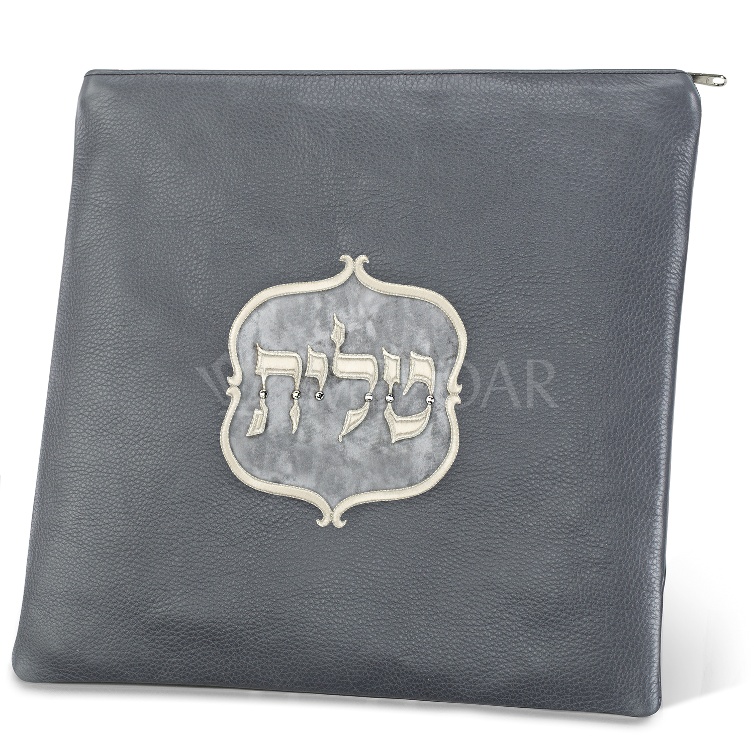 Tallis and Tefillin Bag Design #230 - Solid Leather and Velvet - Tallis Bags view 2 | Judaica Square Lakewood