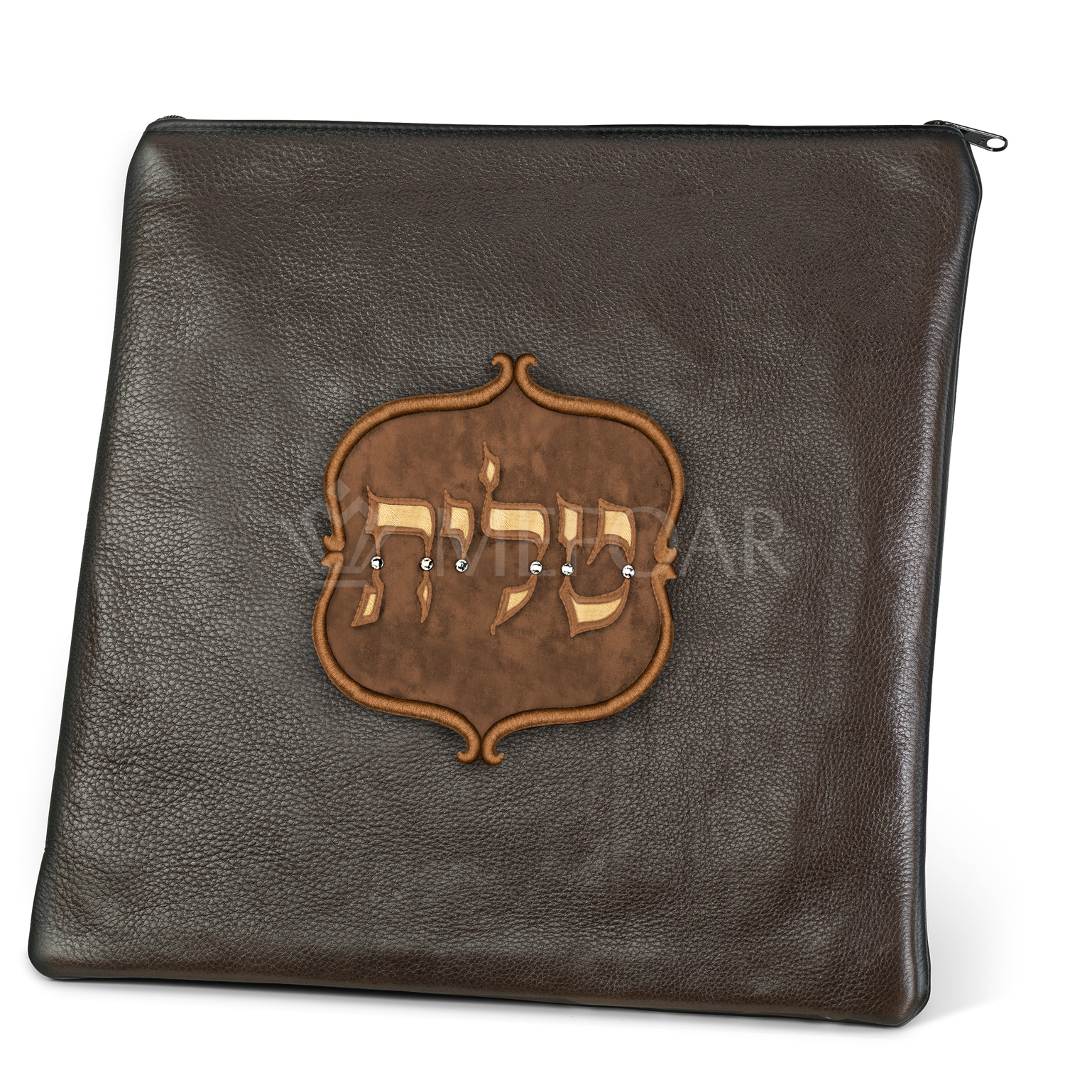 Tallis and Tefillin Bag Design #230 - Solid Leather and Velvet - Tallis Bags view 4 | Judaica Square Lakewood