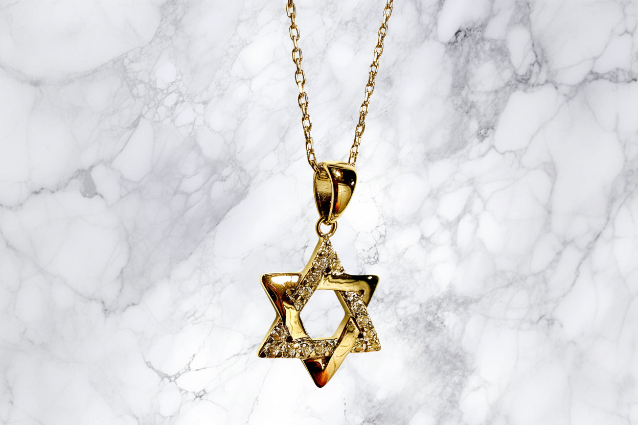 Interwoven sterling Star of David pendant lined with cubic zirconia | Judaica Square Lakewood (view 3)