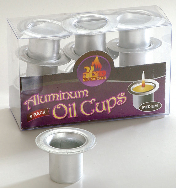 Aluminum Oil Cups, Medium — small silver aluminum cups with wide flared rims | Judaica Square Lakewood