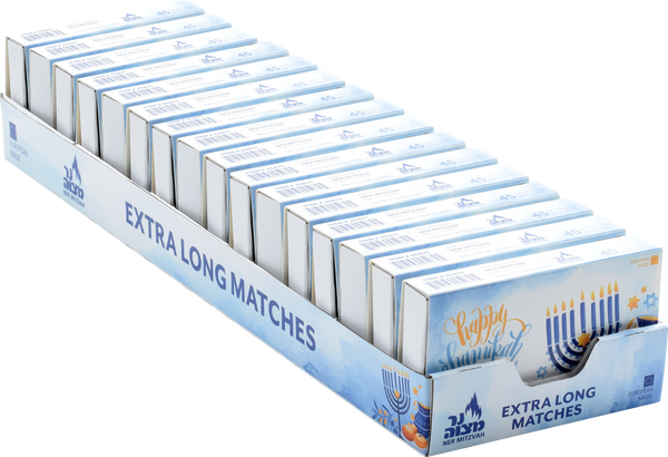 45pk Long Chanukah Matches - Blue — Judaica Square