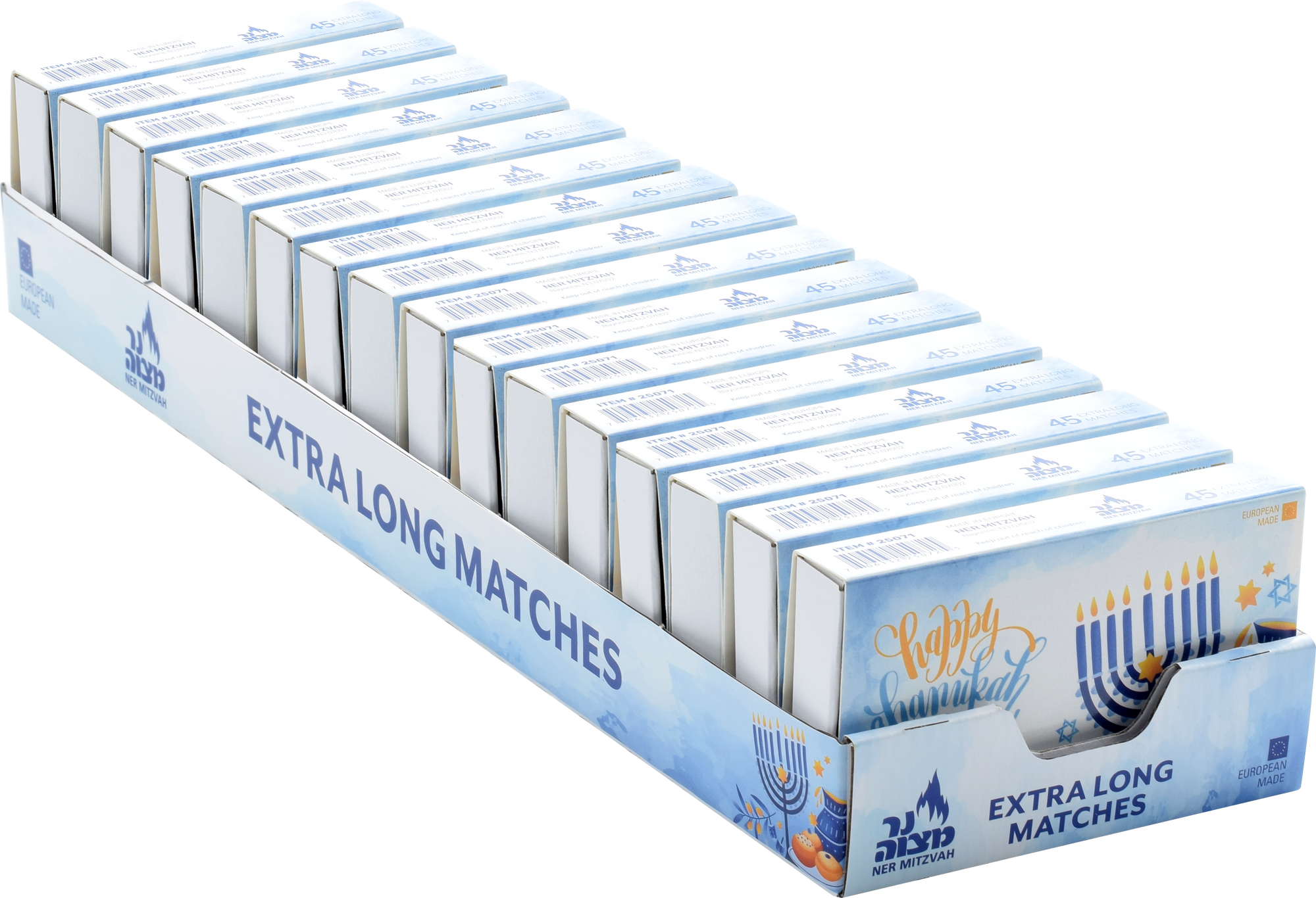 45pk Long Chanukah Matches - Blue — Judaica Square