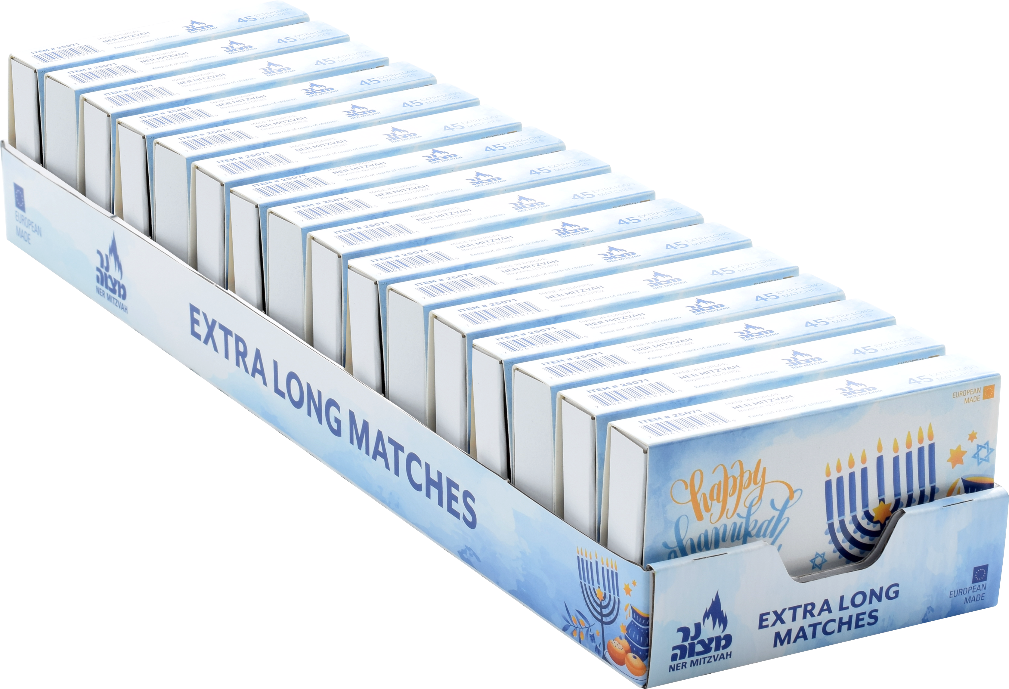 45pk Long Chanukah Matches - Blue — Judaica Square