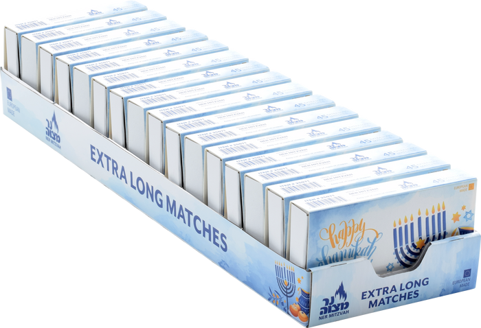 45pk Long Chanukah Matches - Blue — Judaica Square
