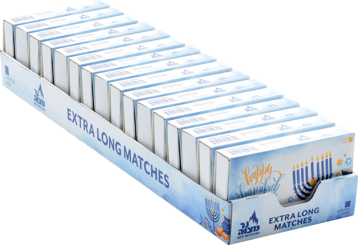 Long Chanukah Matches, Blue: extended-length matches for menorah lighting