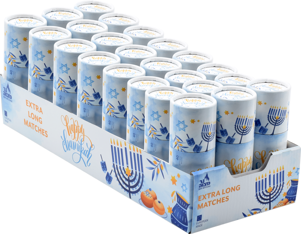40pk. Chanukah Matches in Drums - Blue — Judaica Square