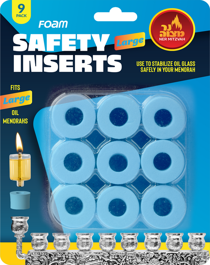 Menorah Safety Foam Set, Large — oversized foam inserts for wide menorah cups | Judaica Square Lakewood
