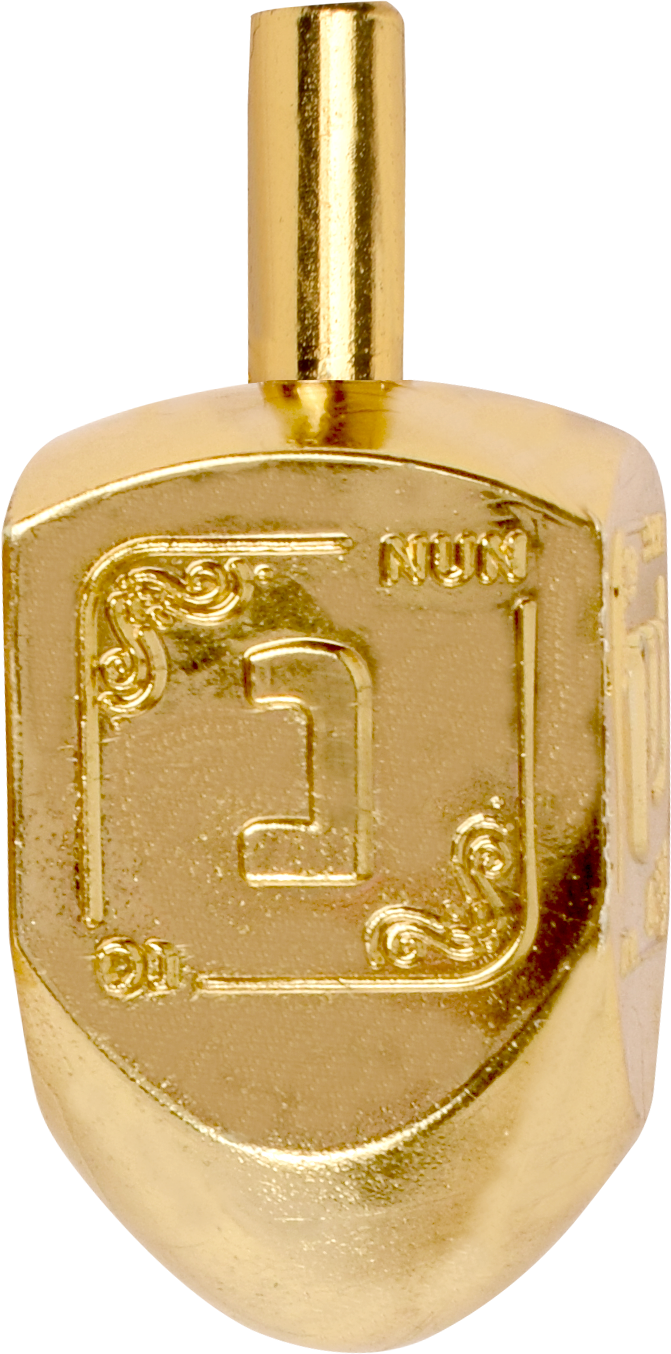 Gold Dreidels, Large — bulk pile of large gold-colored dreidels | Judaica Square Lakewood