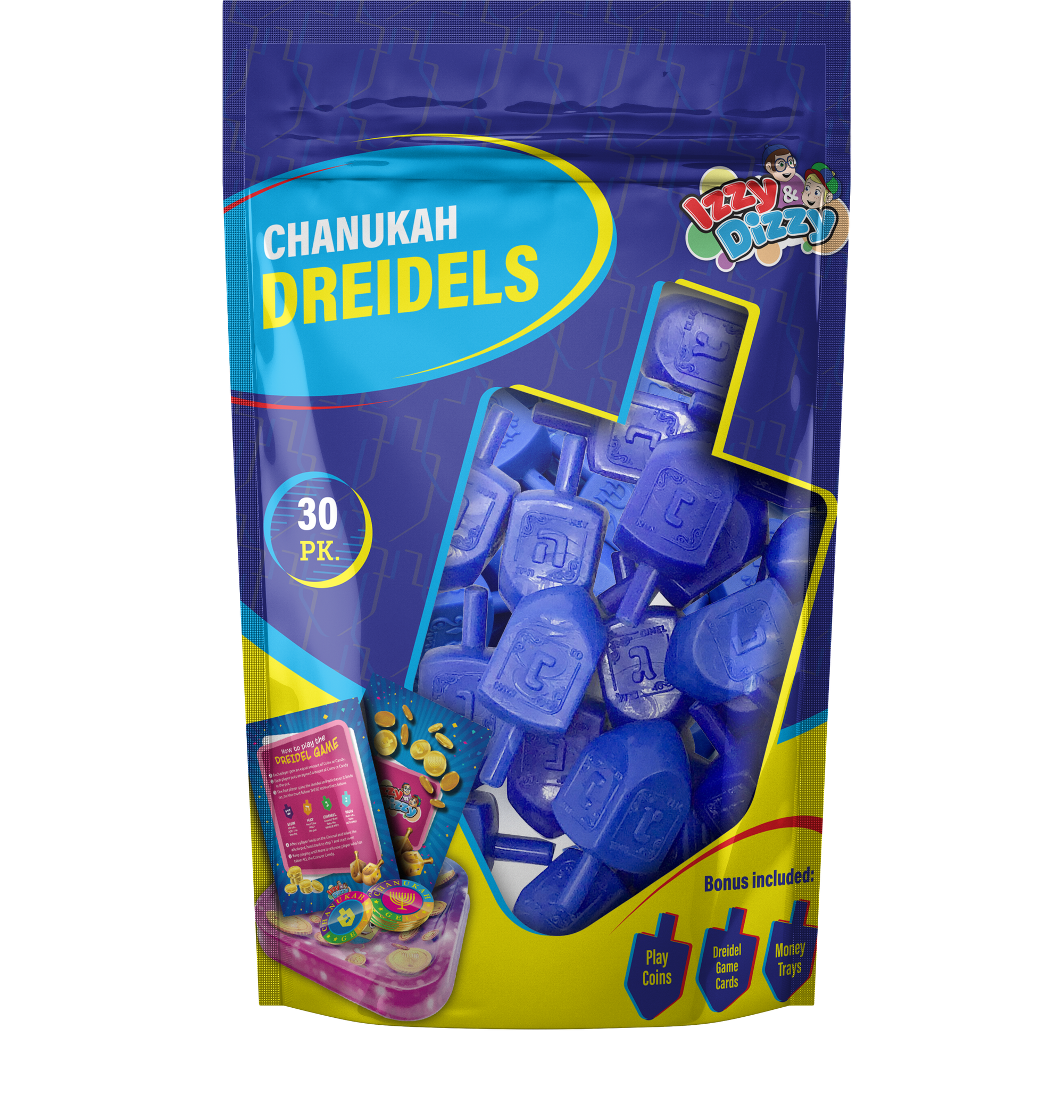 30 Blue Plastic Dreidels Medium — Judaica Square